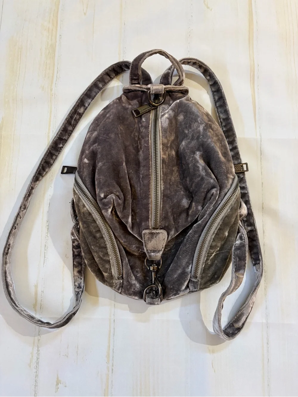 Rebecca Minkoff Pewter Velvet Mini Backpack